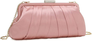 Special Occasion Satin Pleated Soft Pink Evening Bag