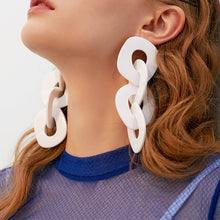 Load image into Gallery viewer, Acrylic White Chunky Long Link Chain Dangle Earrings