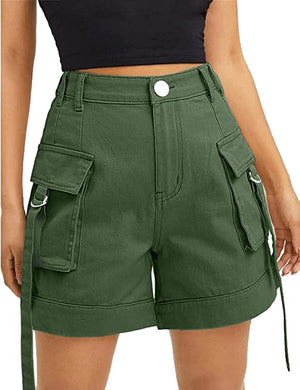 Cargo Summer Green High Waist Summer Shorts