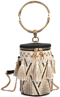 Gold Ring Tassels Woven Boho Fashion Designer Style Bag