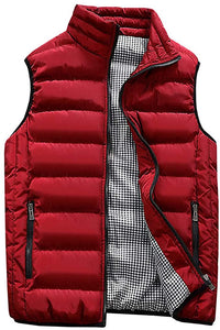 Men's Dark Red Sleeveless Puffer Vest Coat