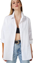 Load image into Gallery viewer, Loose Fit City Chic White Long Sleeve Button Down Blouse