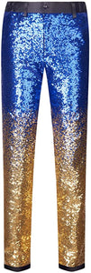 Men's Gradient Blue/Gold Sequin Dress Pants