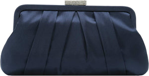 Special Occasion Satin Pleated Navy Blue Evening Bag