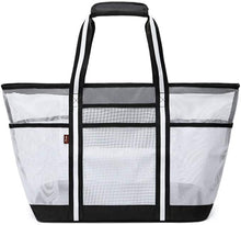 Load image into Gallery viewer, Black &amp; White Oversized Mesh Tote Beach Bag
