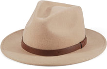 Load image into Gallery viewer, Women&#39;s Beige - Brown Belt Australian Wool Classic Hat