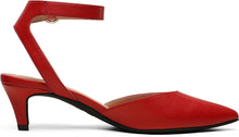 Load image into Gallery viewer, Red Ankle Strap Low Heel Closed Toe Shoes