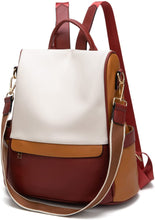 Load image into Gallery viewer, Cream &amp; Brown Faux Leather Convertible Backpack