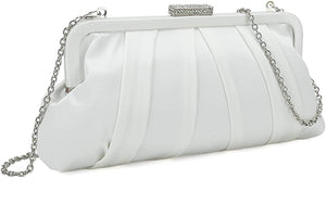 Special Occasion Satin Pleated Soft Grey Evening Bag