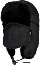 Load image into Gallery viewer, Men&#39;s Black Trooper Winter Trapper Hat with Ear Flaps