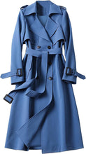 Load image into Gallery viewer, High Society Blue Belted Notched Lapel Collar Double Breasted Coat