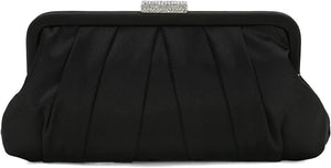 Special Occasion Satin Pleated Black Evening Bag