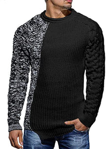 Men's Black & Purple Two Tone Long Sleeve Knit Sweater