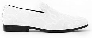 Men's White Paisley High Quality Velvet Loafer Dress Shoes