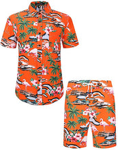 Load image into Gallery viewer, Men&#39;s Tropical Green Short Sleeve Lemon Printed Shirt &amp; Shorts Set
