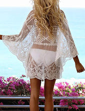 Load image into Gallery viewer, White Lace Mesh Casual Bikini Swimsuit Cover Up