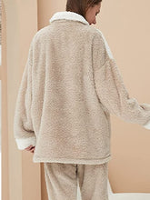 Load image into Gallery viewer, Fluffy Khaki Coral Fleece 2 Pcs Loose Sleepwear