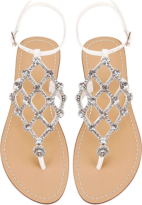 White Diamond Sequin Rhinestone Sparkle Fashion Sandals