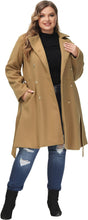 Load image into Gallery viewer, Plus Size Khaki Double Breasted Mid-Long Trench Coat