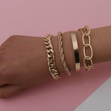 Load image into Gallery viewer, Dainty Boho Chunky Flat Cable Gold Chain Bracelets Set