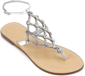 White Diamond Sequin Rhinestone Sparkle Fashion Sandals