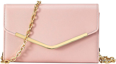Celine Pink Envelope Clutch Purse With Detachable Chain