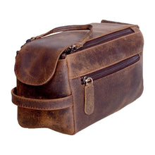 Load image into Gallery viewer, Buffalo Distressed Tan Leather Travel Toiletry Bag