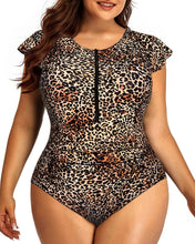 Load image into Gallery viewer, Leopard One Piece Tummy Control Plus Size Swimsuit