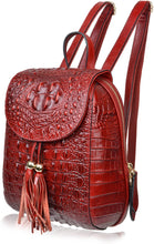 Load image into Gallery viewer, Small Dark Red Crocodile Leather Casual Women&#39;s Backpack