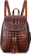 Load image into Gallery viewer, Small Brown Crocodile Leather Casual Women&#39;s Backpack