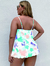 Load image into Gallery viewer, Plus Size Blue Dyed 2pc Layered Ruffle Swimsuit
