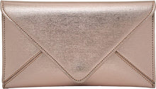Load image into Gallery viewer, Glam Metallic Champagne Pink Envelope Style Clutch Purse