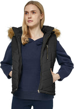 Load image into Gallery viewer, Black Quilted Hooded Thicken Warm Puffer Winter Vest