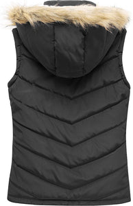 Black Quilted Hooded Thicken Warm Puffer Winter Vest