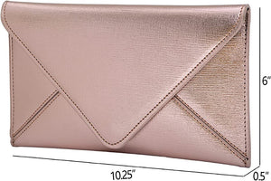 Glam Metallic Champagne Pink Envelope Style Clutch Purse