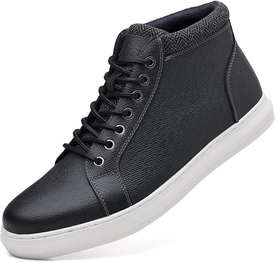 Black Genuine Leather Men's Casual Oxford Sneaker
