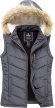 Load image into Gallery viewer, Women&#39;s Gray Quilted Hooded Warm Puffer Winter Vest