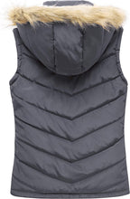 Load image into Gallery viewer, Women&#39;s Gray Quilted Hooded Warm Puffer Winter Vest