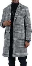 Load image into Gallery viewer, Men&#39;s Wool Blend Plaid Notched Long Trench Pea Coat