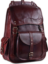 Load image into Gallery viewer, Vintage Full Grain Wine Red Leather Casual Backpack