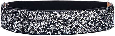 Modern Black Sparkle Rhinestone Stretchy Waist Belt