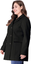 Load image into Gallery viewer, Plus Size Notched Lapel Black Double Breasted Long Coat