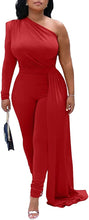 Load image into Gallery viewer, Elegant Red One Shoulder Bodycon Jumpsuit