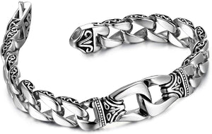 Amazing Stainless Steel  Silver Black 9 Inch Link Bracelet