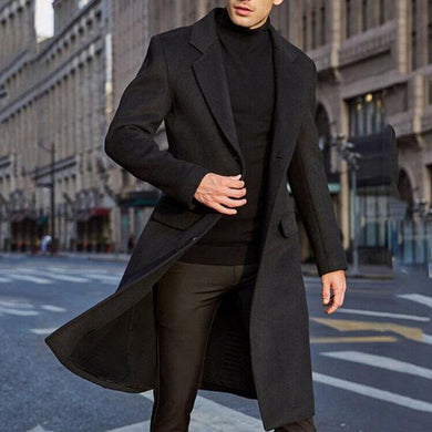 Men's Luxury Wool Blend Black Men's Winter Over Coat