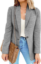 Load image into Gallery viewer, Light Gray Office Long Sleeve Open Front Work Blazer Jacket