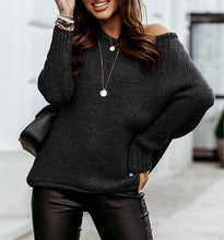 Load image into Gallery viewer, Soft Ribbed Knitted Long Sleeve Oversized Solid Black Sweater