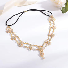 Load image into Gallery viewer, Gold Floral Headband Pearl Crystal Jewelry Head Chain