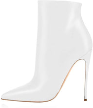 Load image into Gallery viewer, White Ankle Boots Closed Pointed Toe Stilettos