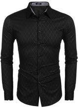 Load image into Gallery viewer, Men&#39;s Business Black Long Sleeve Slim Fit Shirt